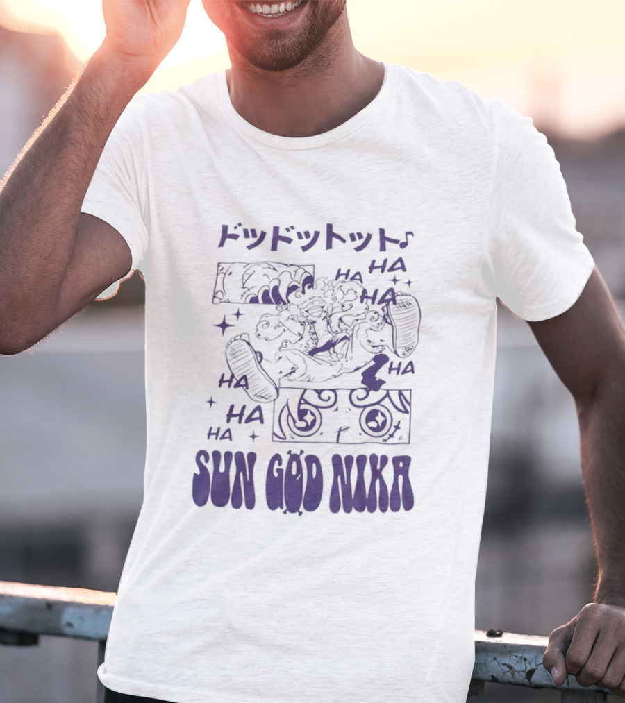 Monkey D Luffy Sun God Nika Laugh One Piece Joyful Image T-Shirt