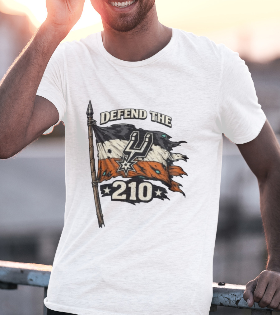 Defend The 210 Spurs Basketball Flag Banner T-Shirt