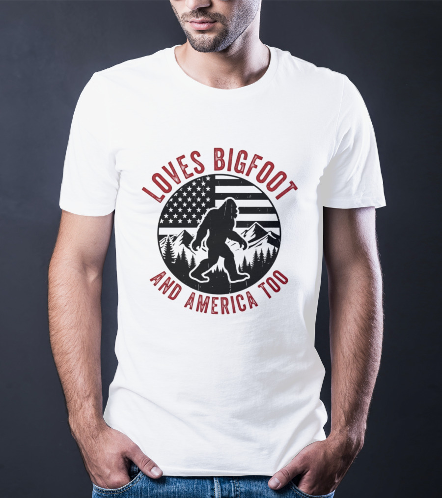 Sasquatch Cryptozoology America Loves Bigfoot And United States Too T-Shirt