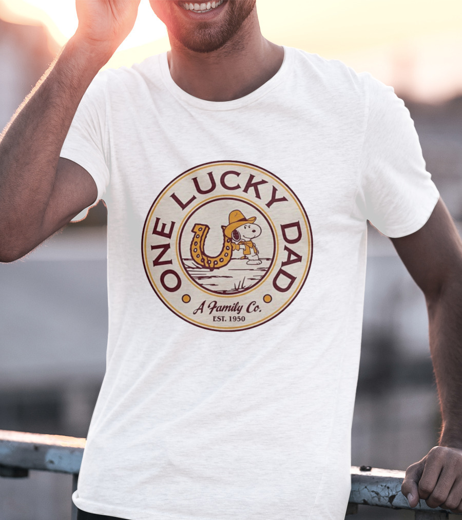 Snoopy One Lucky Dad A Family Co Est 1950 T-Shirt