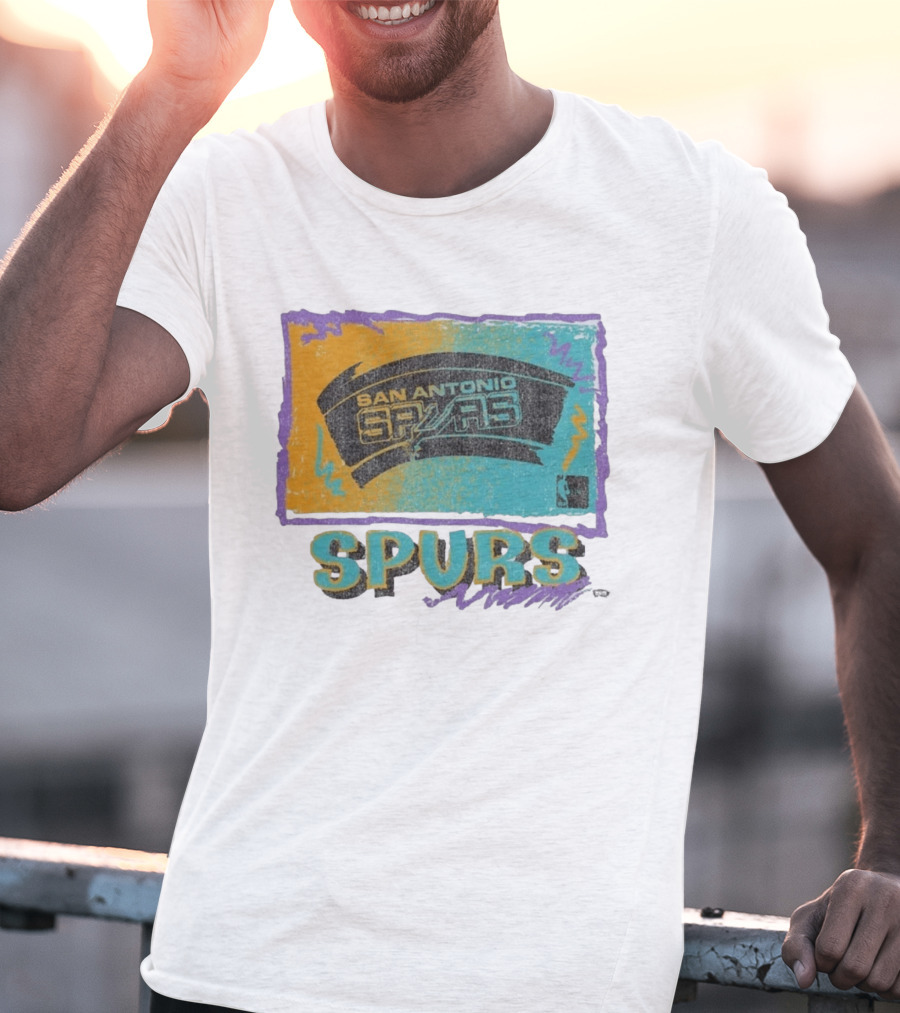 San Antonio Spurs White Surf Foundation Retro Colorful NBA T-Shirt