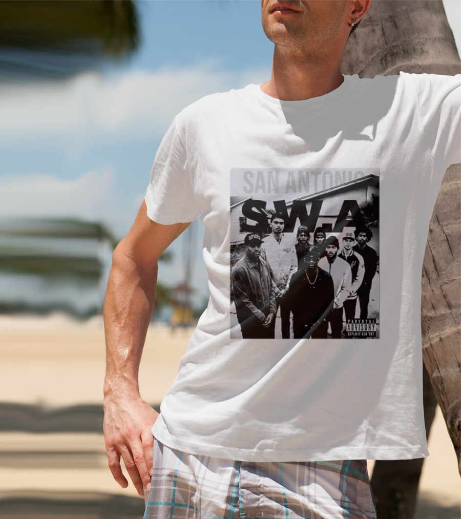 San Antonio Swa Paradvisory Explicit Content 210 Spurs Black And White Group T-Shirt