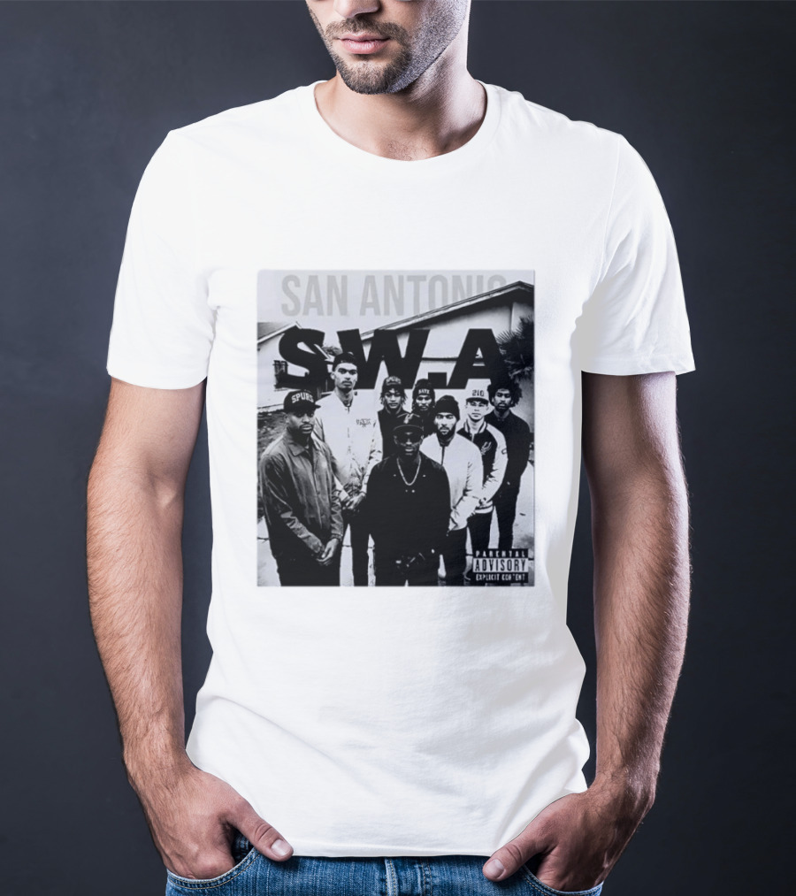San Antonio Swa Paradvisory Explicit Content 210 Spurs Black And White Group T-Shirt