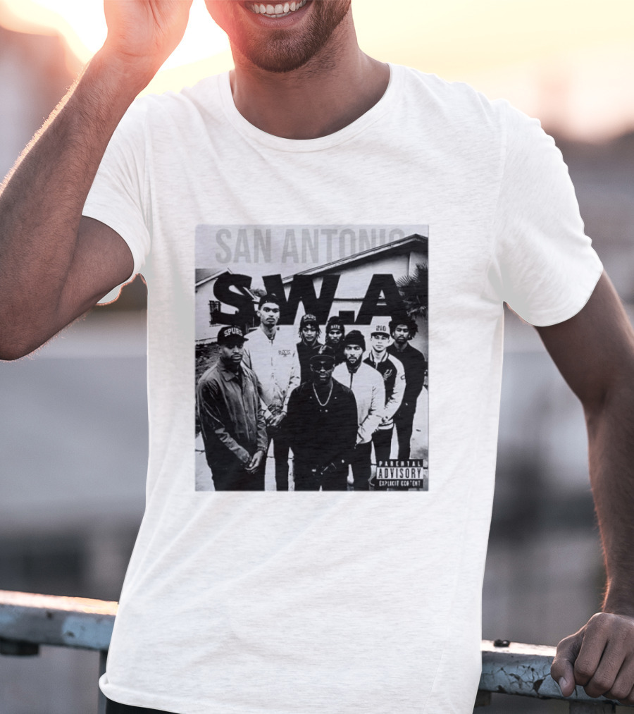 San Antonio Swa Paradvisory Explicit Content 210 Spurs Black And White Group T-Shirt
