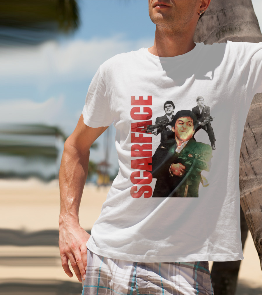 Scarface Tony Montana Al Pacino 1983 Miami Iconic Movie Moment T-Shirt