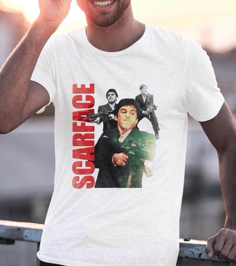 Scarface Tony Montana Al Pacino 1983 Miami Iconic Movie Moment T-Shirt