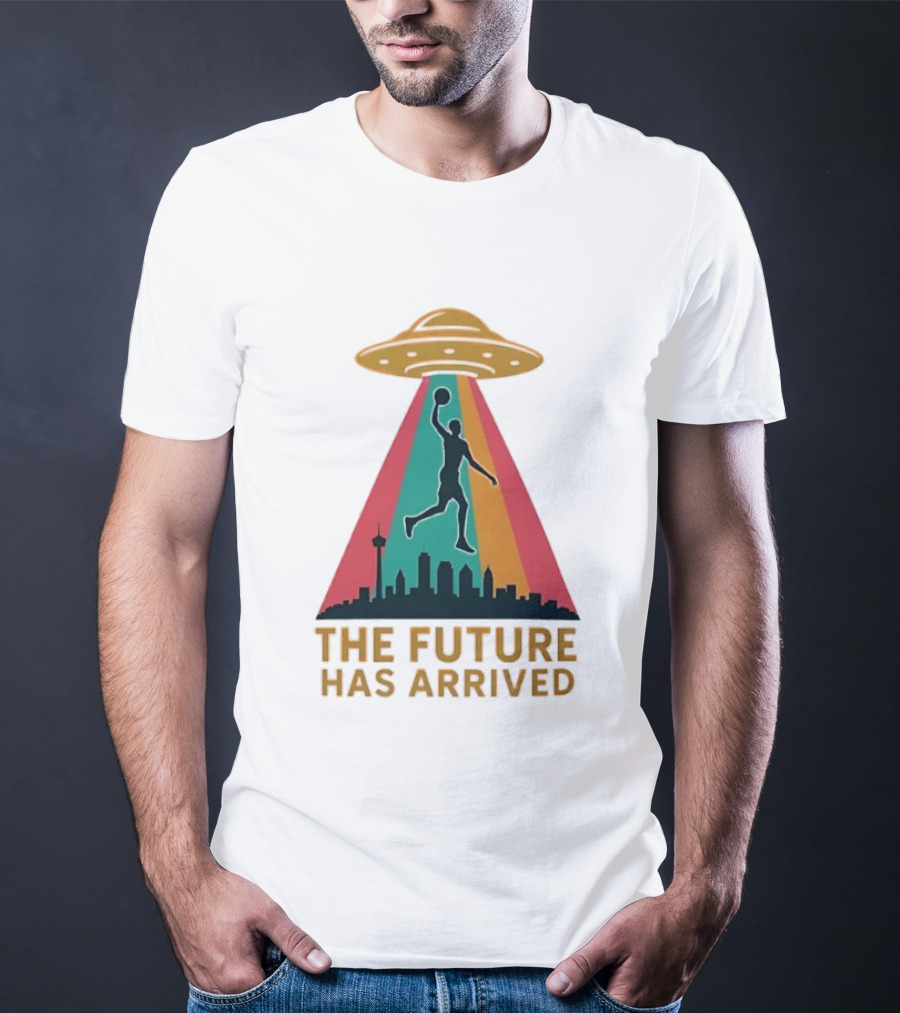 Victor Wembanyama San Antonio Spurs NBA The Future Has Arrived UFO Skyline T-Shirt