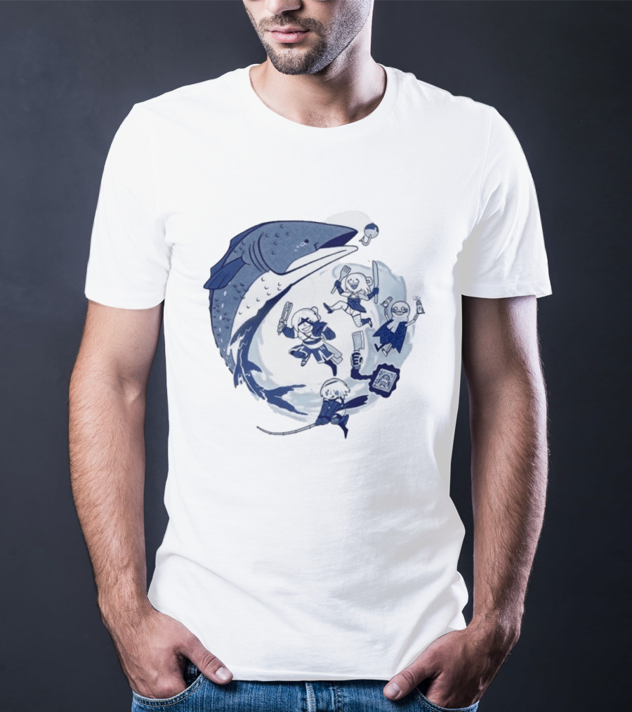 NieR Automata 2B Fishing Cooking Game Characters Wave T-Shirt