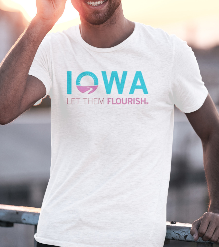 Iowa Let Them Flourish Pink Blue Circular Arrow T-Shirt