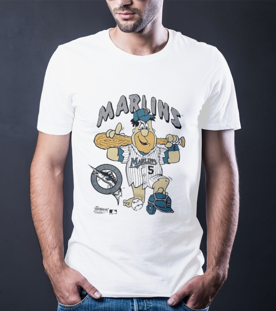Miami Marlins Fred Flintstone Baseball 1994 T-Shirt
