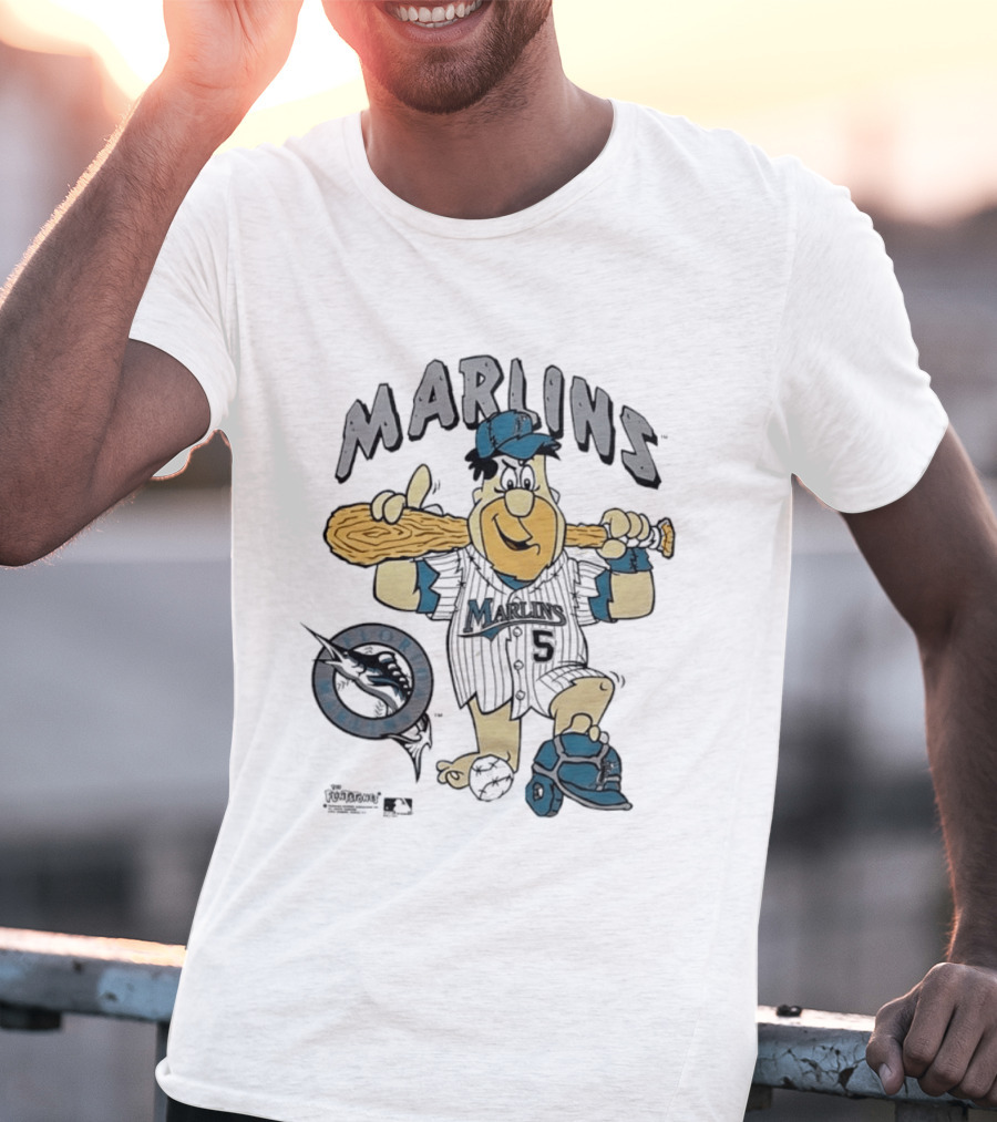 Miami Marlins Fred Flintstone Baseball 1994 T-Shirt