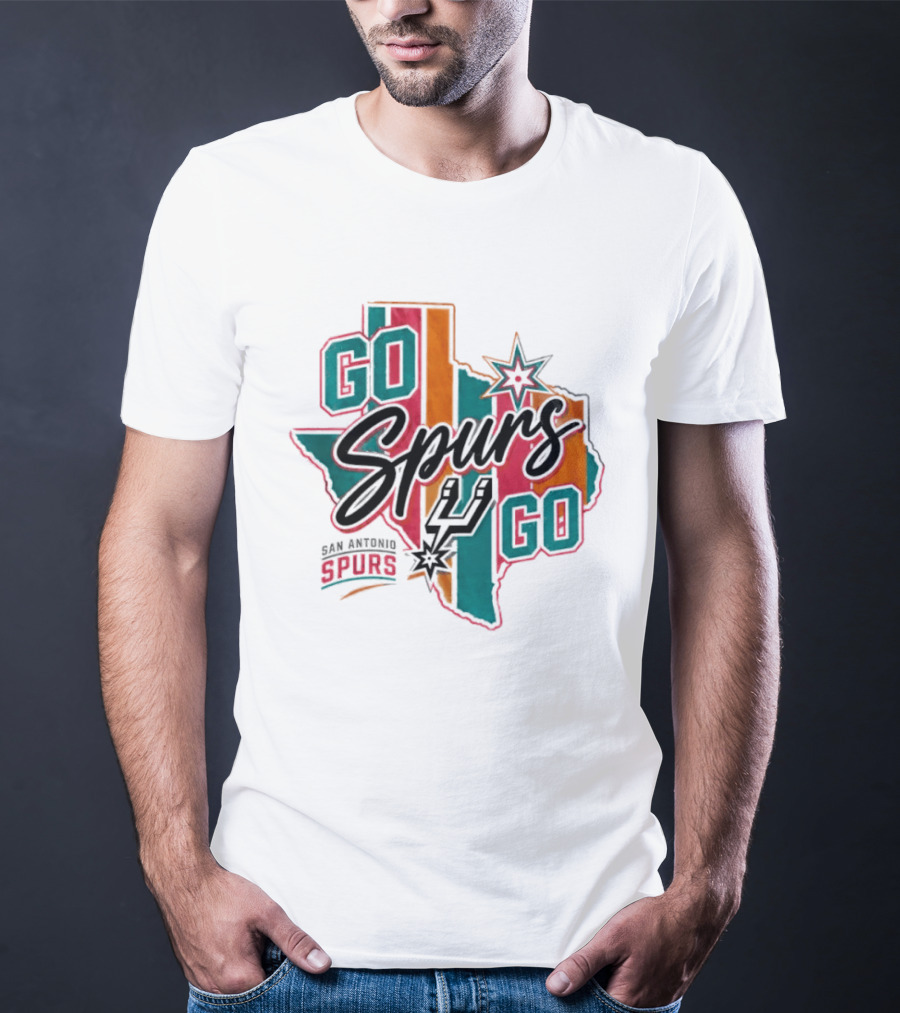 San Antonio Spurs Go Spurs Go Texas Outline NBA Team Spirit T-Shirt