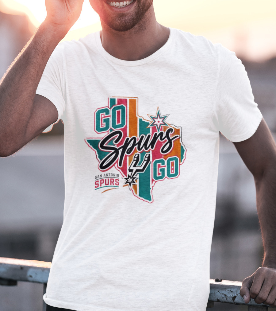 San Antonio Spurs Go Spurs Go Texas Outline NBA Team Spirit T-Shirt