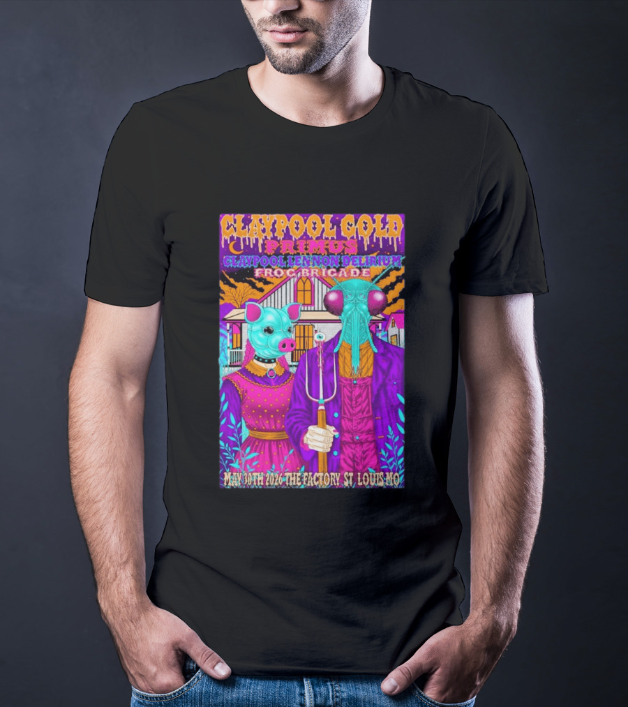 Claypool Gold Primus Lennon Delirium Frog Brigade Concert May 30th 2026 St Louis Mo T-Shirt