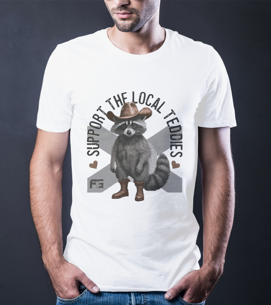 Raccoon Cowboy Support The Local Teddies T-Shirt