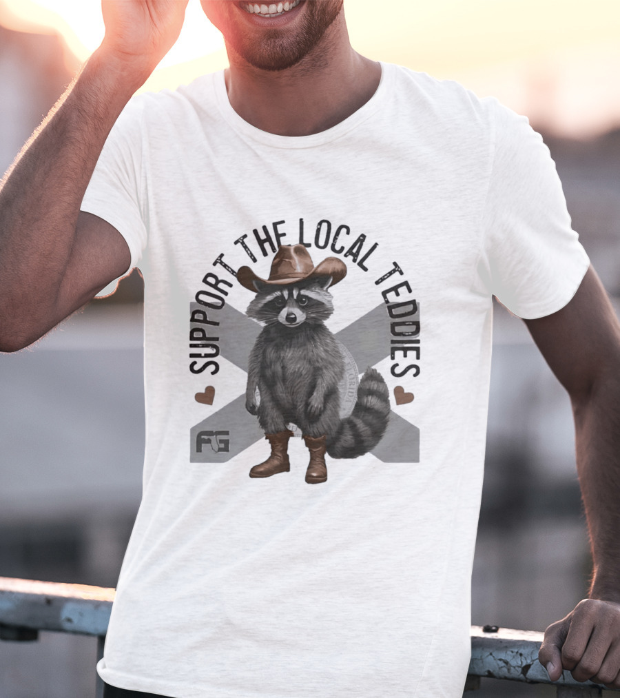 Raccoon Cowboy Support The Local Teddies T-Shirt