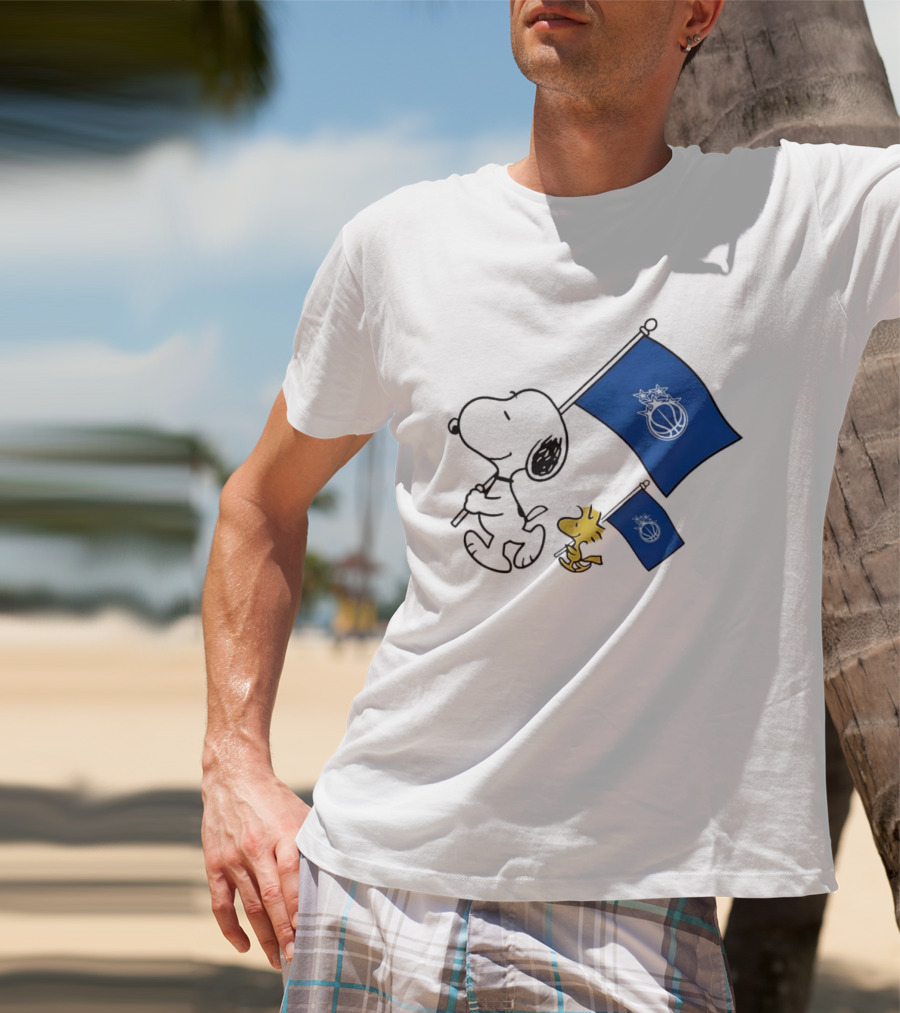 Snoopy And Woodstock Orlando Magic Team Flags Support T-Shirt