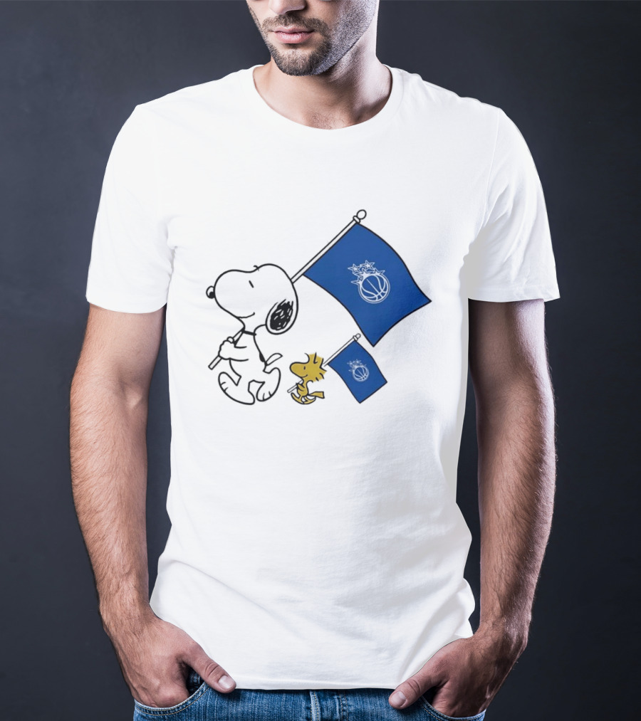 Snoopy And Woodstock Orlando Magic Team Flags Support T-Shirt