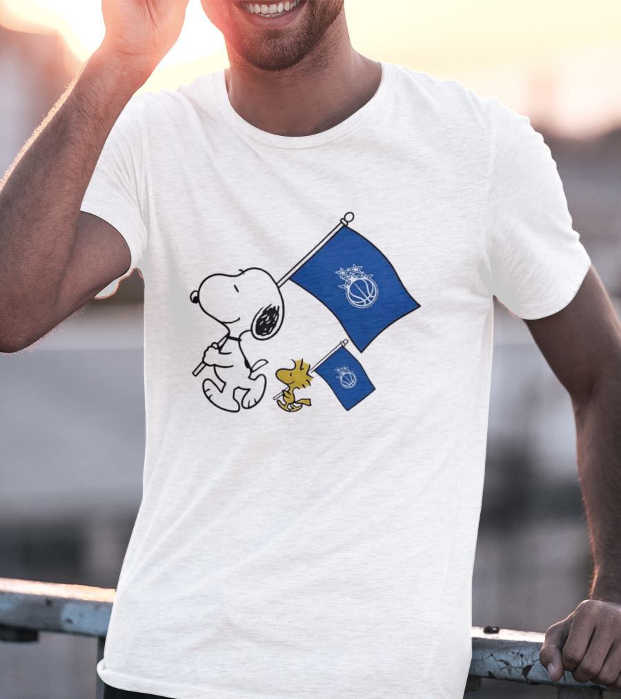 Snoopy And Woodstock Orlando Magic Team Flags Support T-Shirt