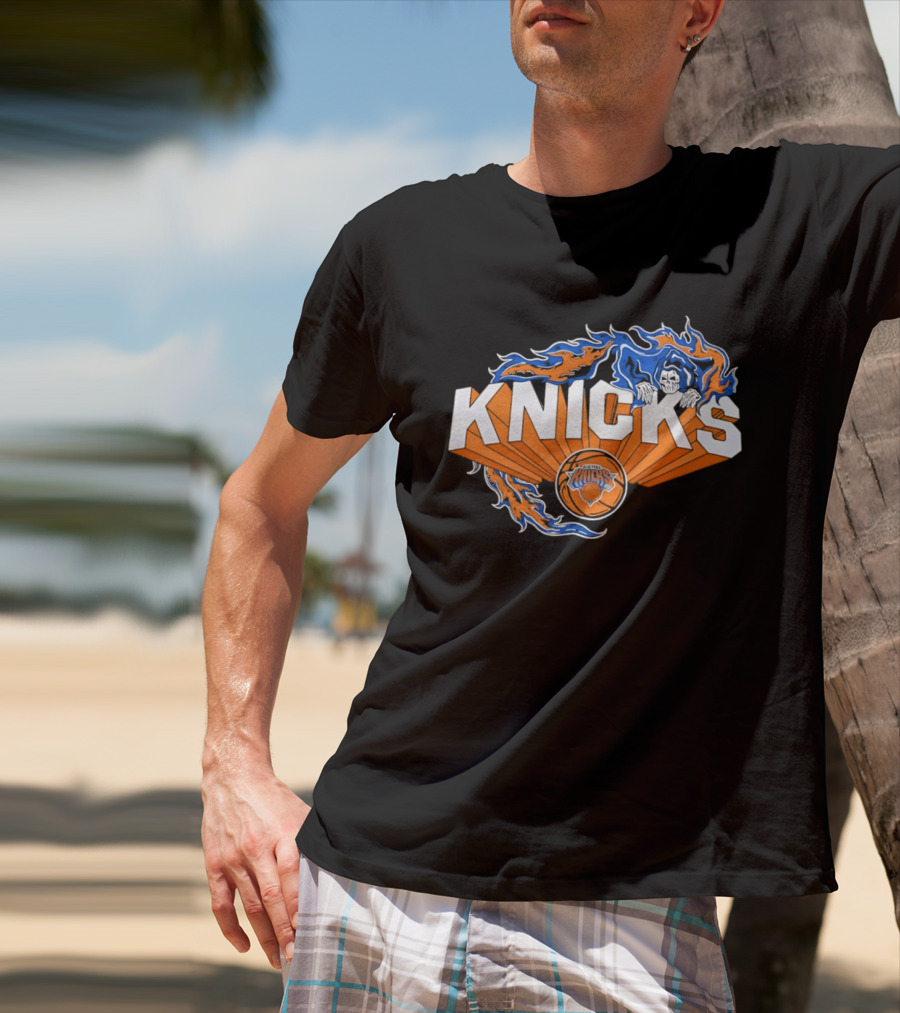 Knicks Basketball Team Flame Graphic New York Knicks NBA T-Shirt