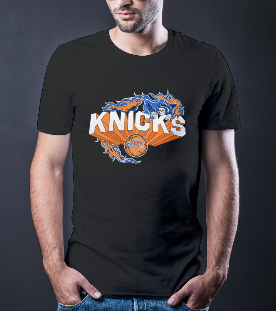 Knicks Basketball Team Flame Graphic New York Knicks NBA T-Shirt
