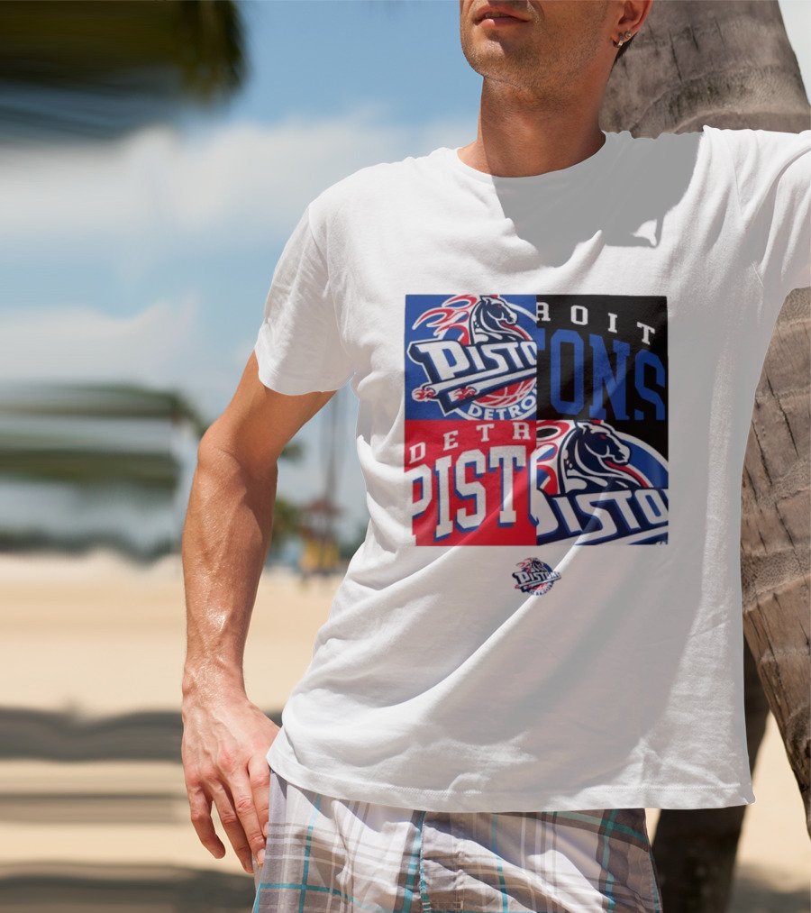 Detroit Pistons New Era Block PISTONS DETROIT Basketball T-Shirt