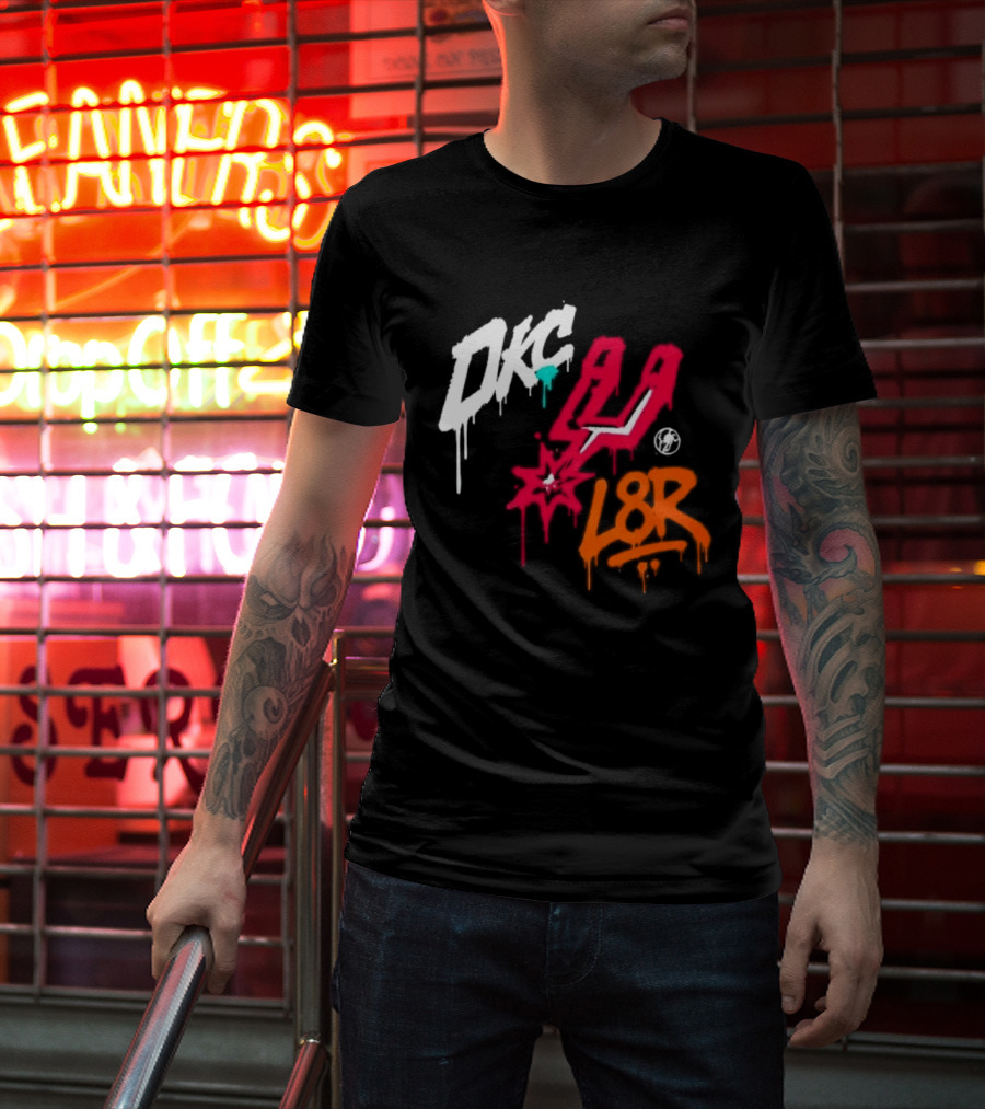 OKC Spurs U L8R Basketball Graffiti T-Shirt