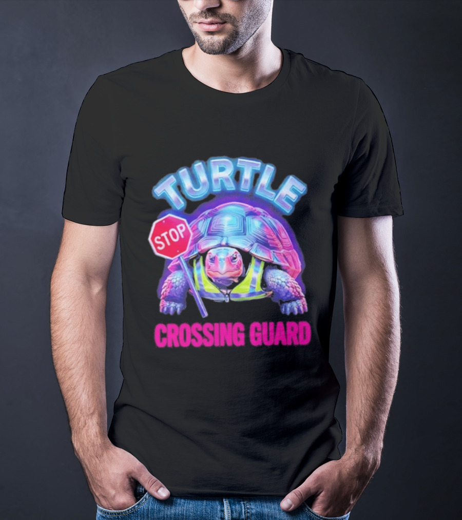 Turtle Stop Crossing Guard Neon Vibe T-Shirt