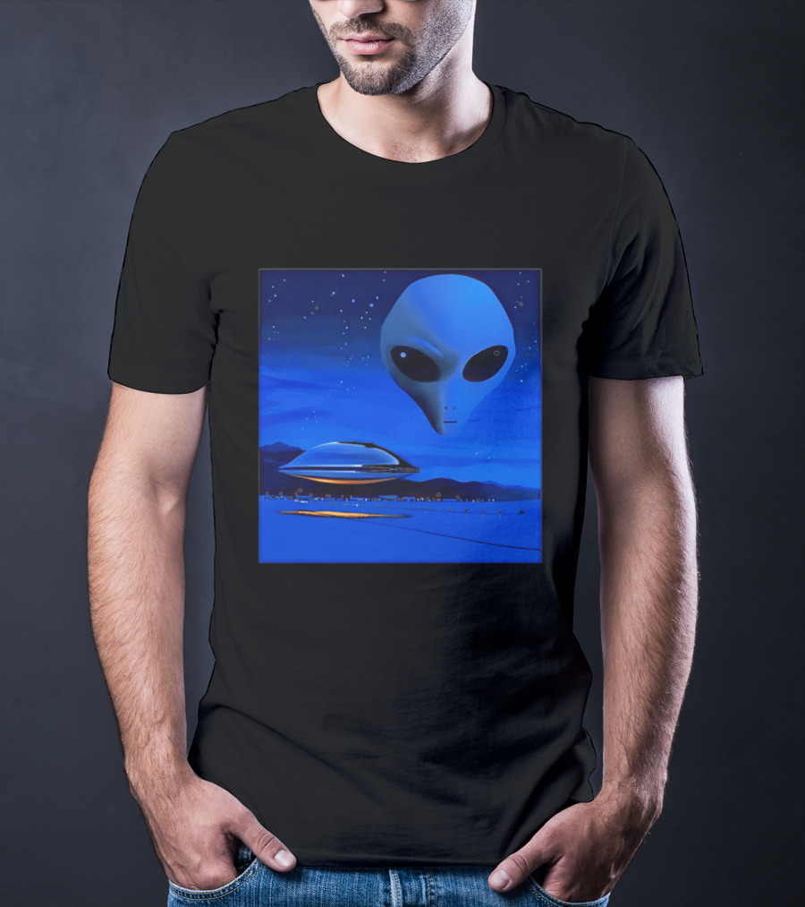 Aline UFO Portrait Night Sky Scene T-Shirt