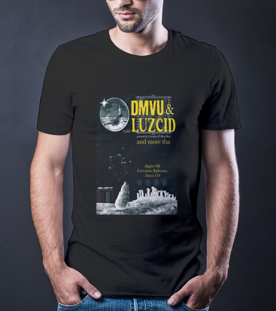 DMVU LUZCID August 6th Cervantes Ballroom Denver CO Lunar Lighthouse Constellation T-Shirt