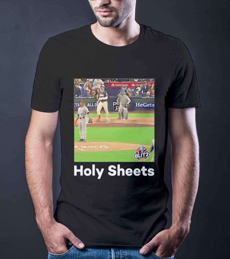 Mason Miller Holy Sheets Blitz Sports MLB HeGets State Farm Waffle Beanie T-Shirt