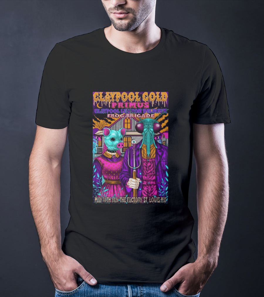 Claypool Cold Primus Claypool Lennon Delirium Frog Brigade May 30th 2026 The Factory St. Louis Mo T-Shirt