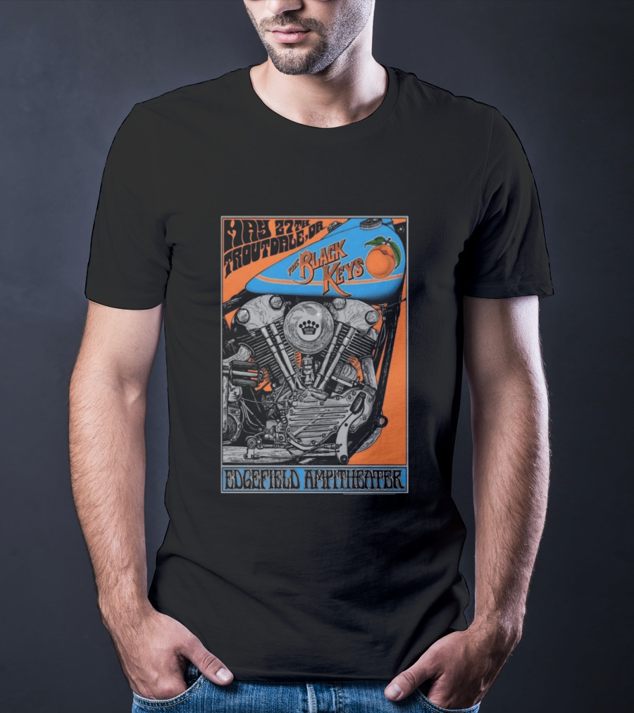 May 27 Troutdale OR The Black Keys Motorcycle Edgefield Amphitheater T-Shirt