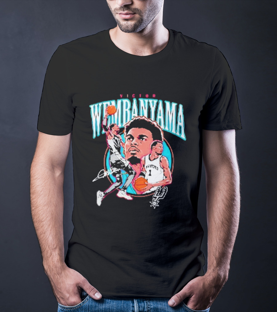 Victor Wembanyama San Antonio Spurs NBA Basketball Player Action Collage T-Shirt