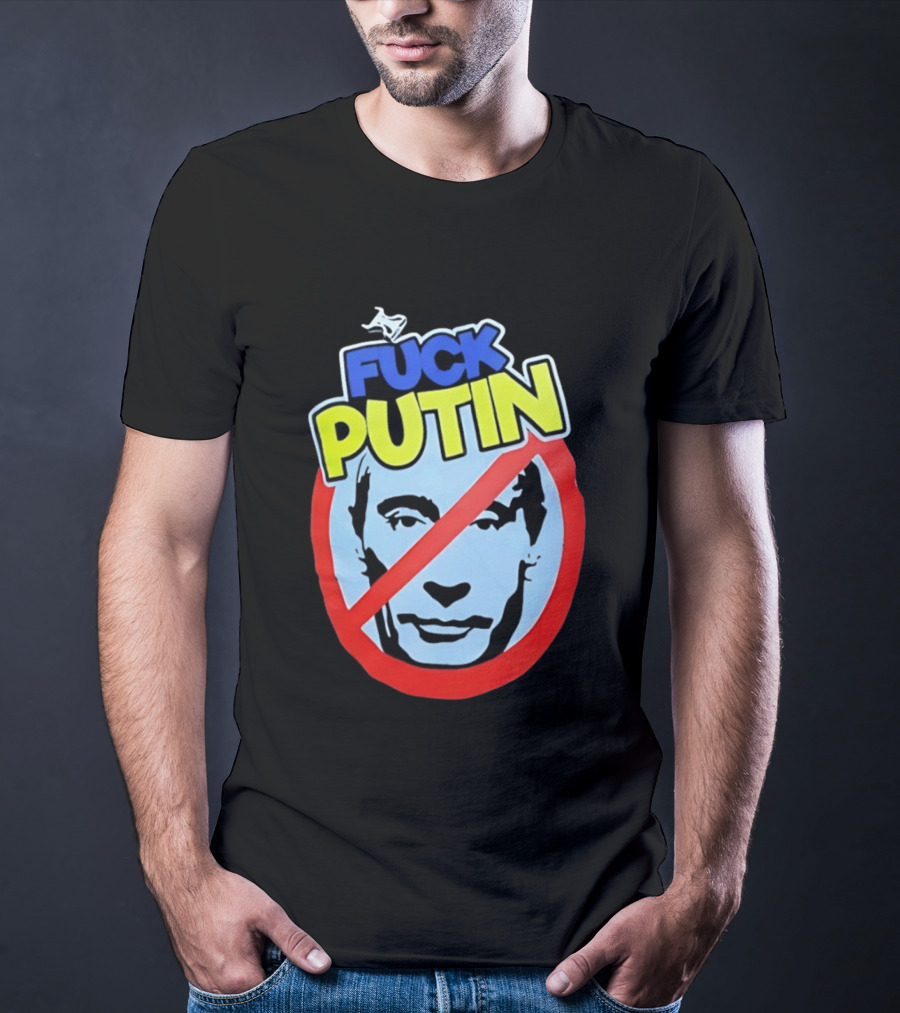 FUCK PUTIN Red Circle Icon With Blue And Yellow T-Shirt