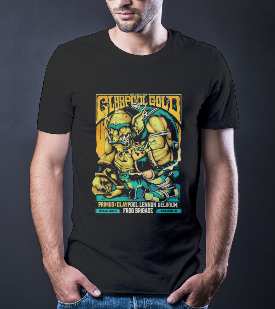 Primus Claypool Lennon Delirium Frog Brigade Crypto Gold Monster T-Shirt
