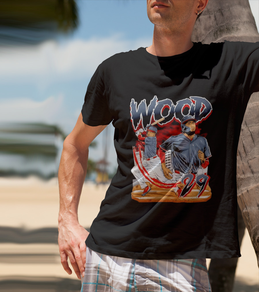 Wood 29 Washington Baseball Player Action T-Shirt