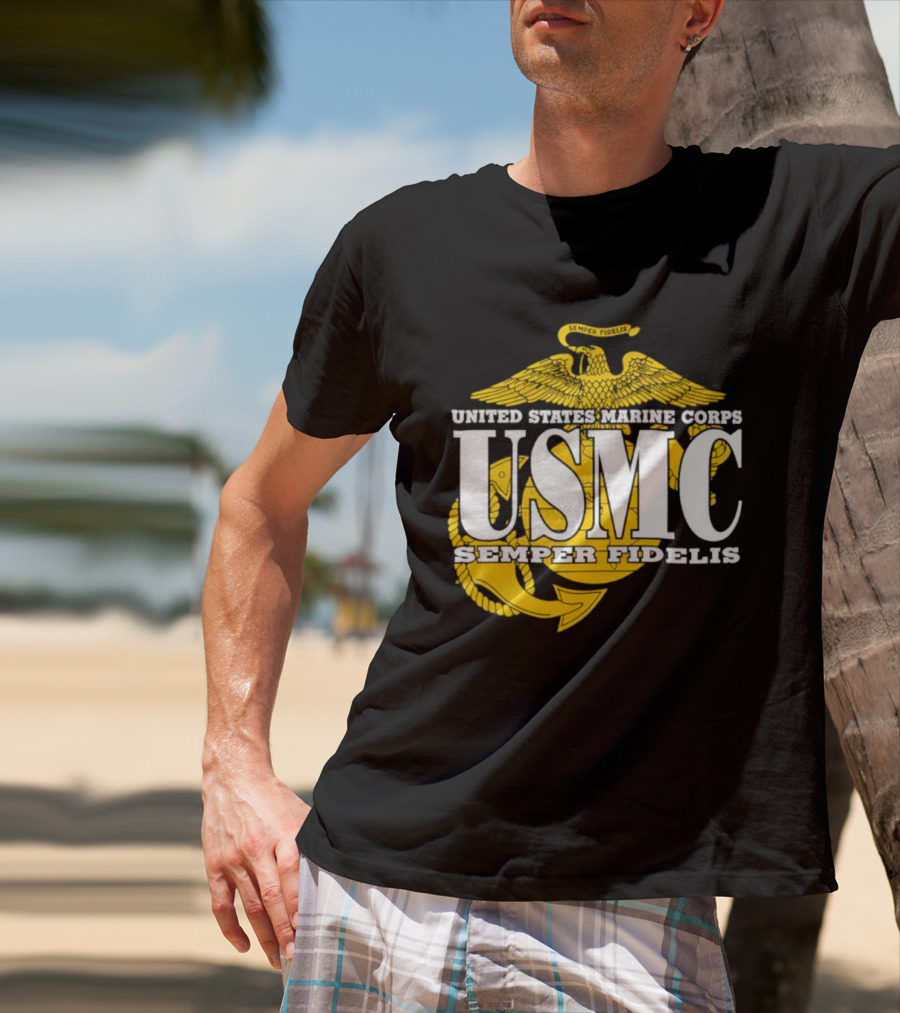 United States Marine Corps USMC Semper Fidelis Eagle Globe Anchor T-Shirt