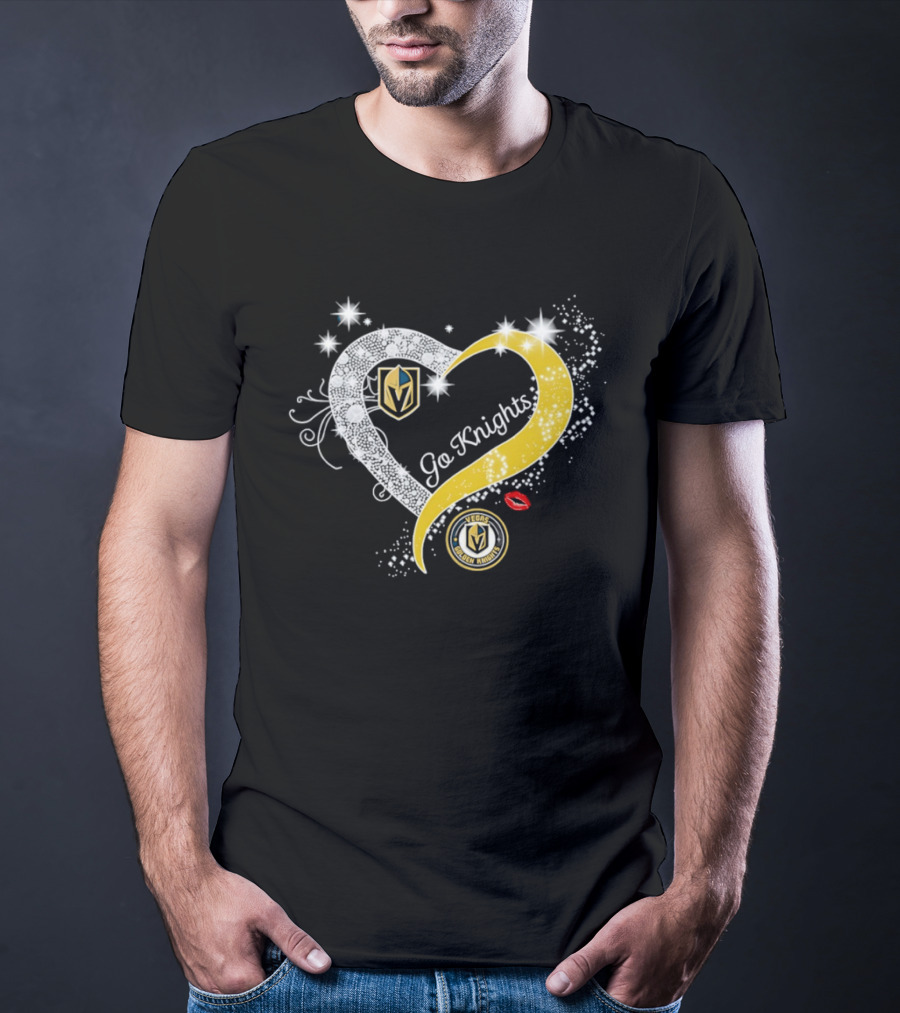 Vegas Golden Knights NHL Heart Emblem Go Knights T-Shirt