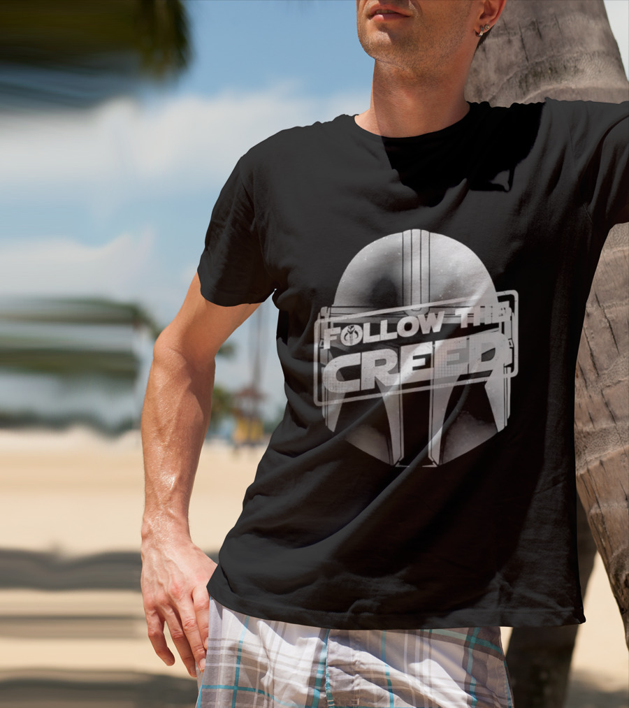 Mandalorian Helmet Follow The Creed Star Wars T-Shirt