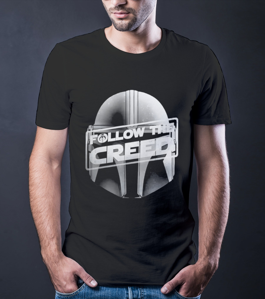 Mandalorian Helmet Follow The Creed Star Wars T-Shirt
