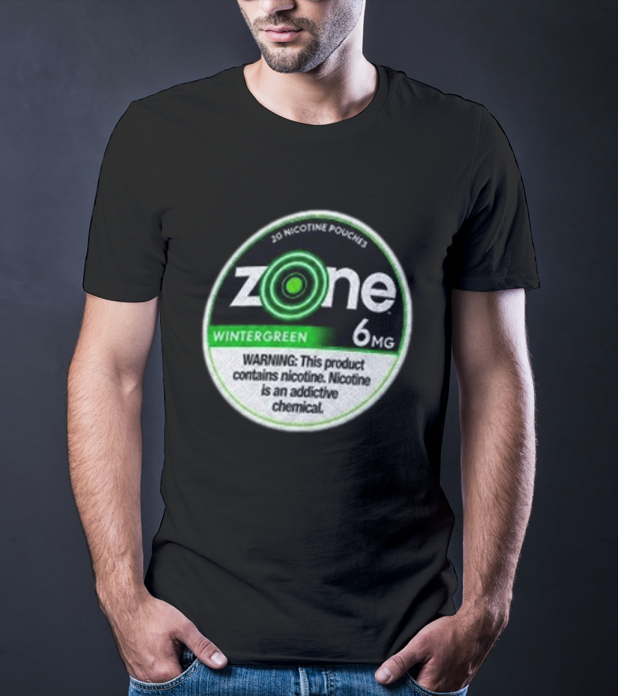 20 Nicotine Pouches Zone Wintergreen 6mg Warning Contains Nicotine T-Shirt