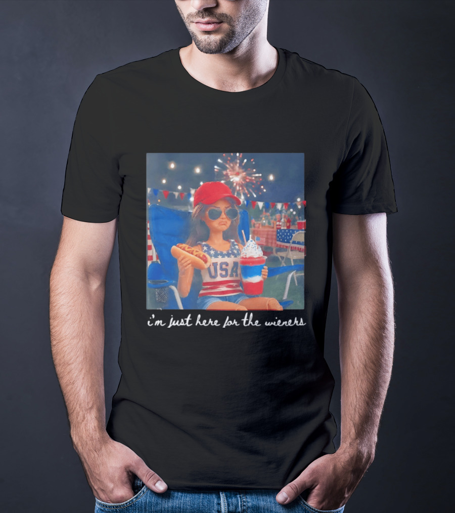 USA Barbie Doll I'm Just Here For The Wieners 4th Of July Celebration 2026 T-Shirt