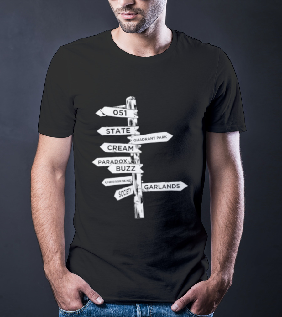 Music Matters Clubland 051 State Quadrant Park Cream Para Dox Buzz Underground Society Garlands T-Shirt