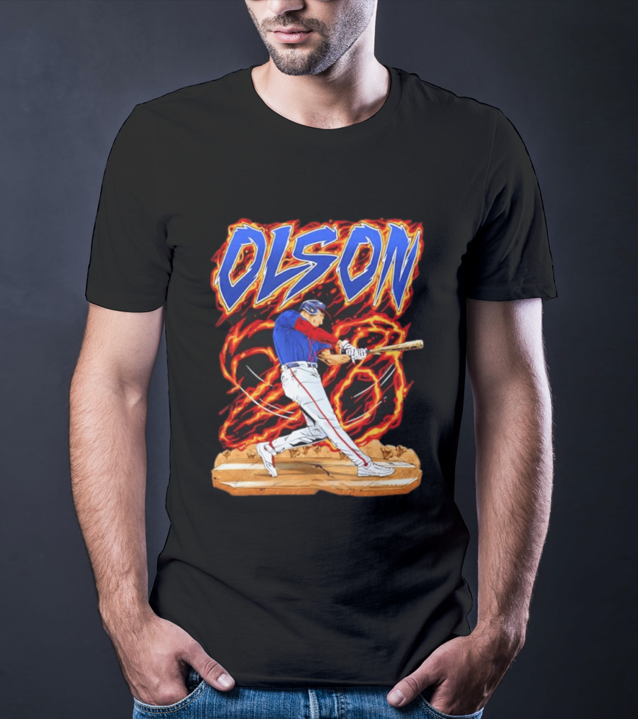 Olson Baseball Player Batting With Intense Flame T-Shirt
