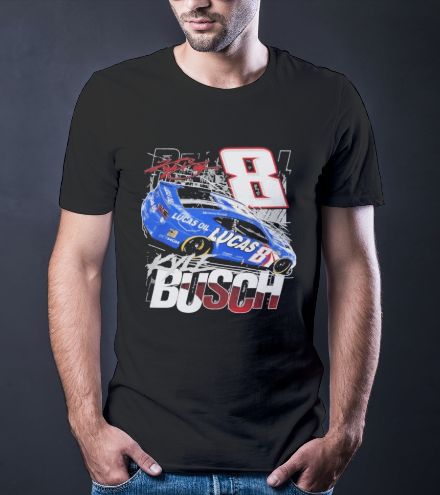 Kyle Busch Lucas Oil #8 Racing Car Red 2 Spot T-Shirt