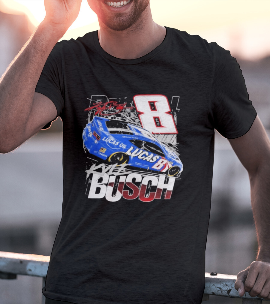 Kyle Busch Lucas Oil #8 Racing Car Red 2 Spot T-Shirt