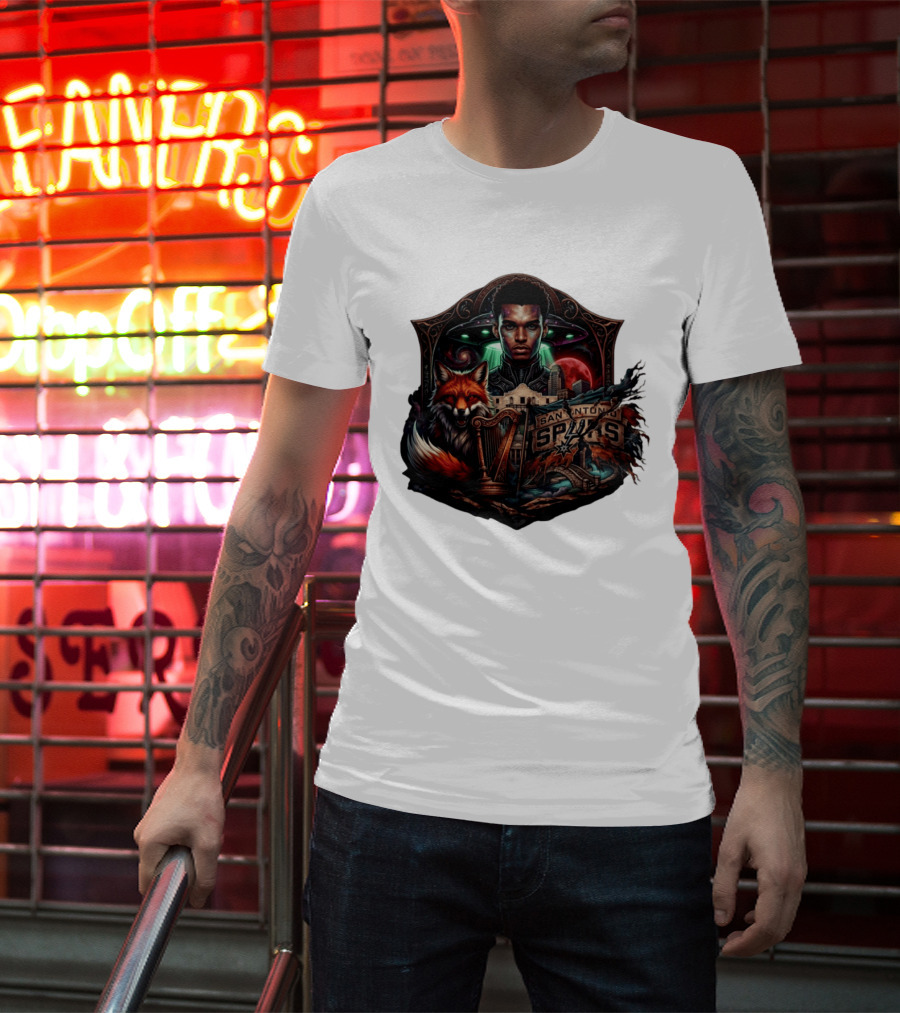 San Antonio Spurs Alien Wemby Space Hoops Comic Skyline Texas Basketball 2026 Fox T-Shirt