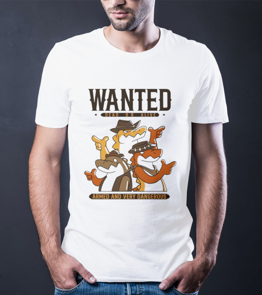 Wanted Dead Or Alive Alligator Cowboy Trio Armed And Very Dangerous T-Shirt