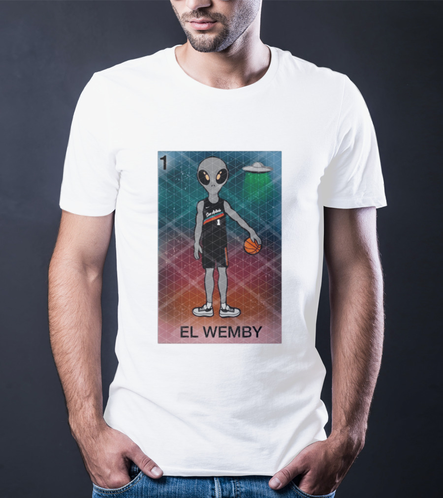 El Wemby Lotería Card Alien Victor Wembanyama San Antonio Spurs Basketball NBA 2026 T-Shirt